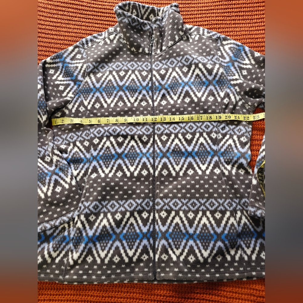 Geometric Patterned Zip-Up Fleece Jacket- Men's XL - Picture 3 of 6